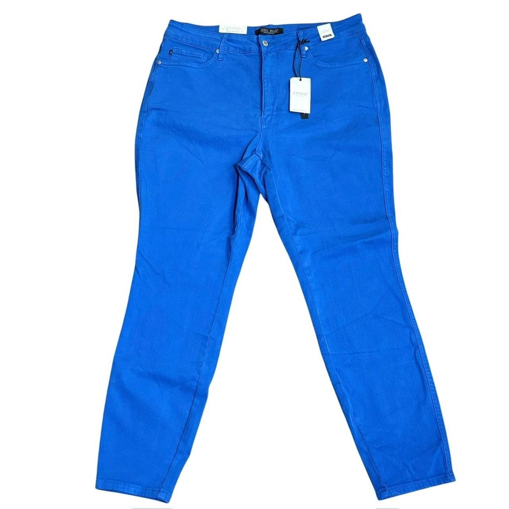 Judy Blue High Waist Skinny Jeans NWT Plus Size 18W Royal Blue Cobalt Stretch - Picture 2 of 8